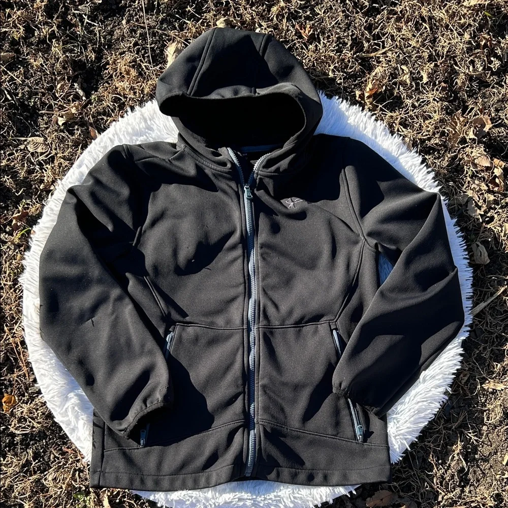 Under Armour Boys Black Full Zip Hooded Storm Cold Gear Jacket Size Large